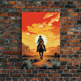 The Gun Fighter, Wild West Cowboy Art, Framed Canvas Print, Western Poster, Wild West Wall Art