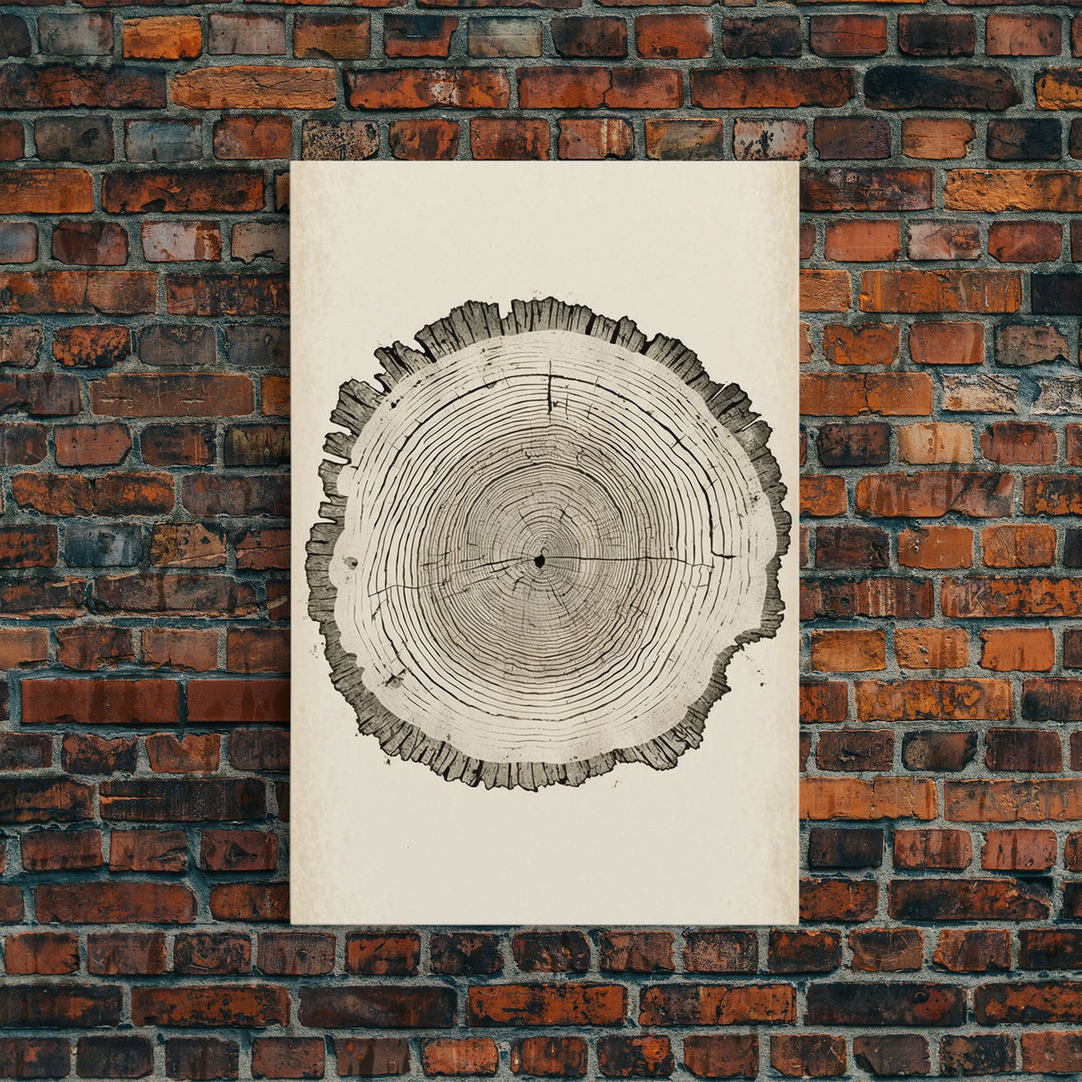 Framed Canvas Print Wall Art Pastel Grunge Wood Tree Rings Abstract Illustrations Minimalist Modern Art Boho Decor Framed Canvas Print