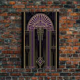 Art Deco Wall art, Framed Canvas Print, Art Deco, Gold & purple art, Living room art, Stained glass art, Office decor, Abstract art