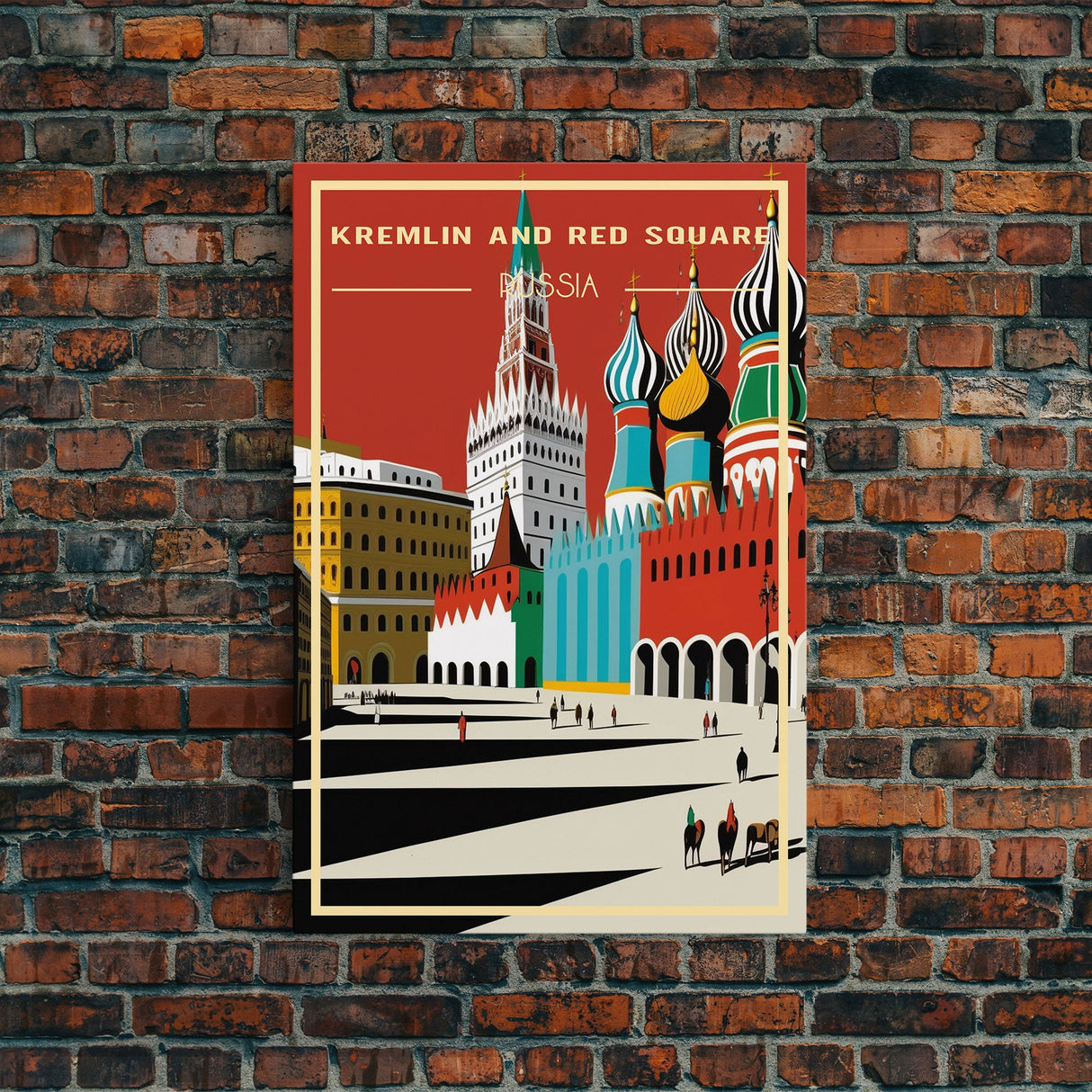 Travel Wall Art, Travel Poster, Russian Art, Retro Travel Art, Kremlin Wall Art, Red Square, Travel Artwork, Wall Poster, Canvas Wall Print