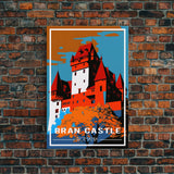 Romania Poster, Bran Castle, Romanian Art, Europe, Travel Wall Print, Travel Poster, Travel Artwork, Travel Wall Art, Canvas Wall Print