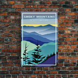 Smoky Mountains Art, North Carolina Wall Print, America Travel Poster, Travel Wall Print, Travel Poster, Travel Wall Art, Canvas Wall Print