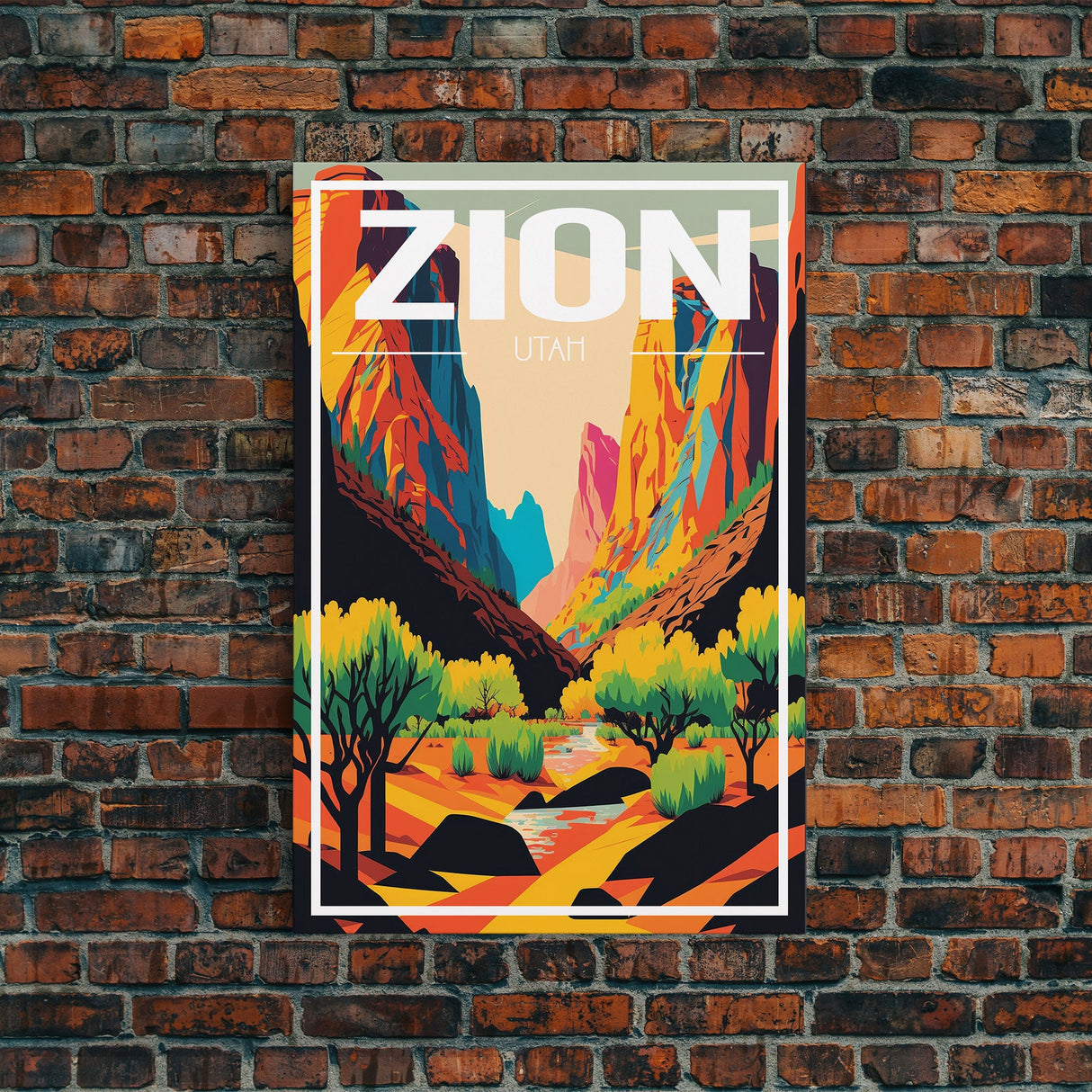 Zion National Park Poster, Utah Wall Poster, America Art Print, Travel Wall Print, Travel Poster, Travel Wall Art, Canvas Wall Print