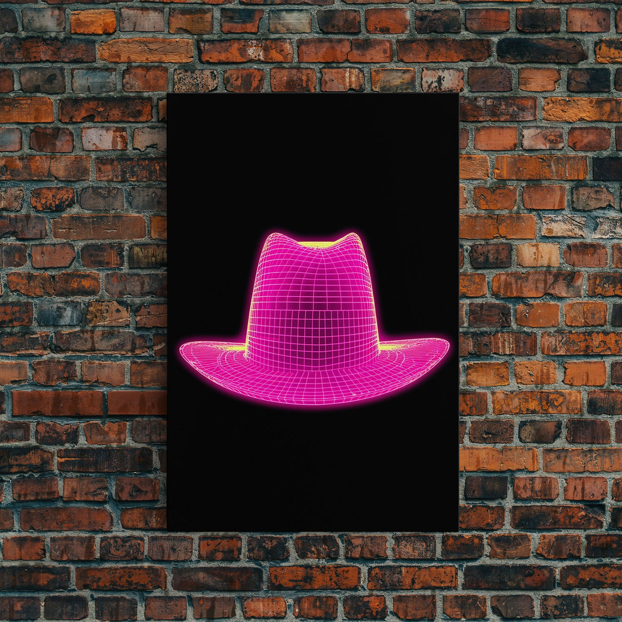 Pink Cowboy Hat Wall Decor, Cowgirl Hat Art Print, Western Art, 3D Art, Minimalist Print, Wall Decor, Canvas Print, Wall Art, Framed Canvas