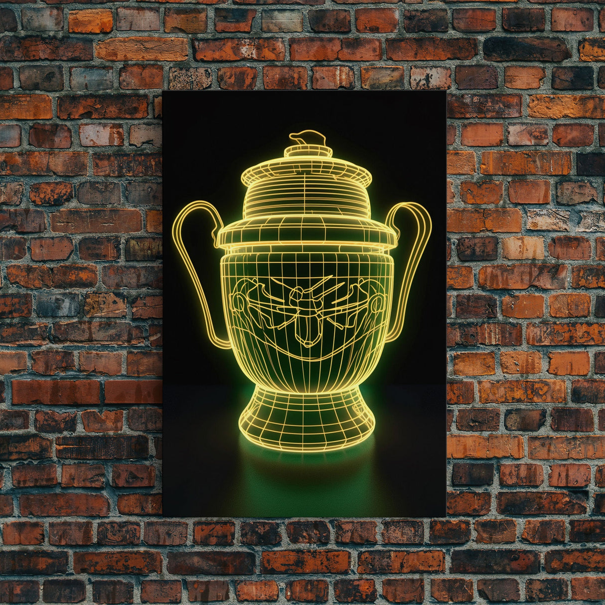 3D Trophy Wall Decor, Yellow Art Print, Glowing Art, Minimalist Print, Wall Decor, Canvas Print, Wall Art, Framed Canvas