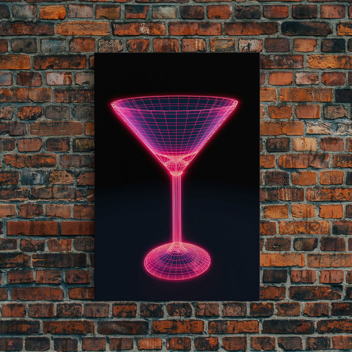 3D Pink Cocktail Wall Art, Pink Wall Decor, 3D Art, Vibrant Art, Minimalist Print, Wall Decor, Canvas Print, Wall Art, Framed Canvas