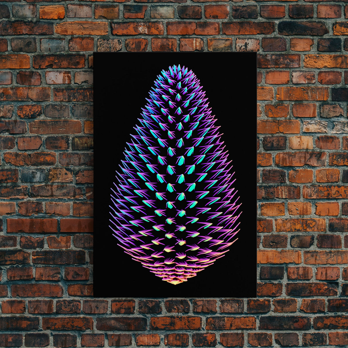 Purple Pine Cone Wall Art, 3D Wall Decor, Nature Art, Minimalist Print, Wall Decor, Canvas Print, Wall Art, Framed Canvas