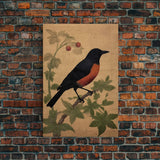 Oriole Wall Decor, Black And Orange Bird Wall Art, Animal Wall Art, Minimalist Print, Wall Decor, Canvas Print, Wall Art, Framed Canvas