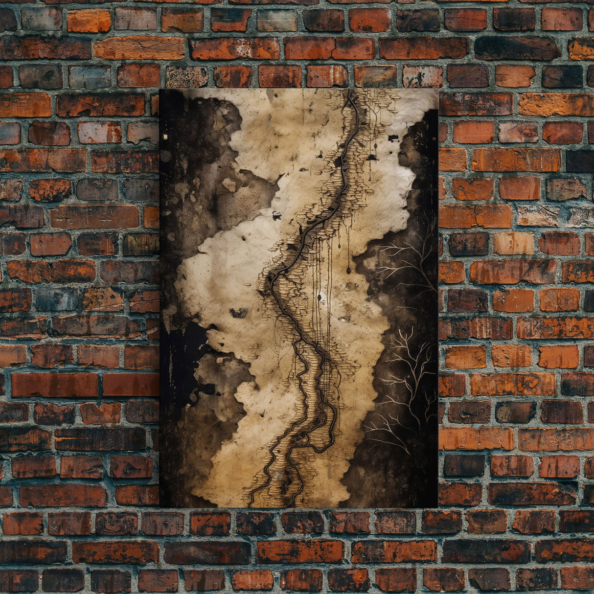 Map Wall Art, Abstract Wall Decor, Brown Abstract Art, Geography Wall Art, Wall Decor, Canvas Print, Wall Art, Framed Canvas