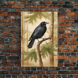 Crow Wall Art, Black Bird Wall Decor, Animal Wall Art, Trees, Nature, Modern Print, Wall Decor, Canvas Print, Wall Art, Framed Canvas