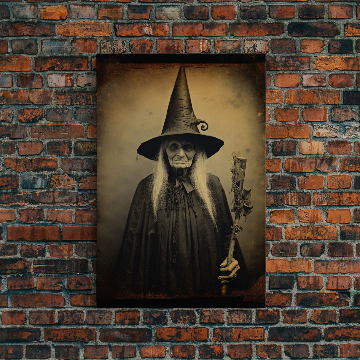 Witch Halloween, Scary Wall Art, Witch Art Print, Dark Art Print, Occult Art, Canvas Print, Wall Art, Vertical Print, Home Decor, Wall Decor