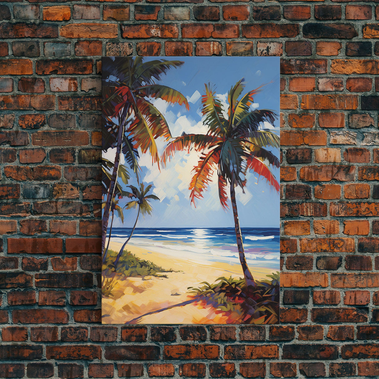 Tropical Wall Art, Beach Wall Print, Seashore Wall Art, Canvas Print, Wall Art, Vertical Print, Living Room Wall Art, Retirement Gifts