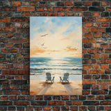 Calming Wall Art, Beach Print, Sunset Art, Relaxing Wall Art, Canvas Print, Wall Art, Vertical Print, Beach Chair, Coastal Wall Decor