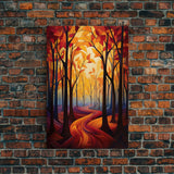 Abstract Wall Art, Forest Print, Fall Wall Art, Canvas Print, Wall Art, Vertical Print, Nature Print, College Dorm Decor, Living Room Prints