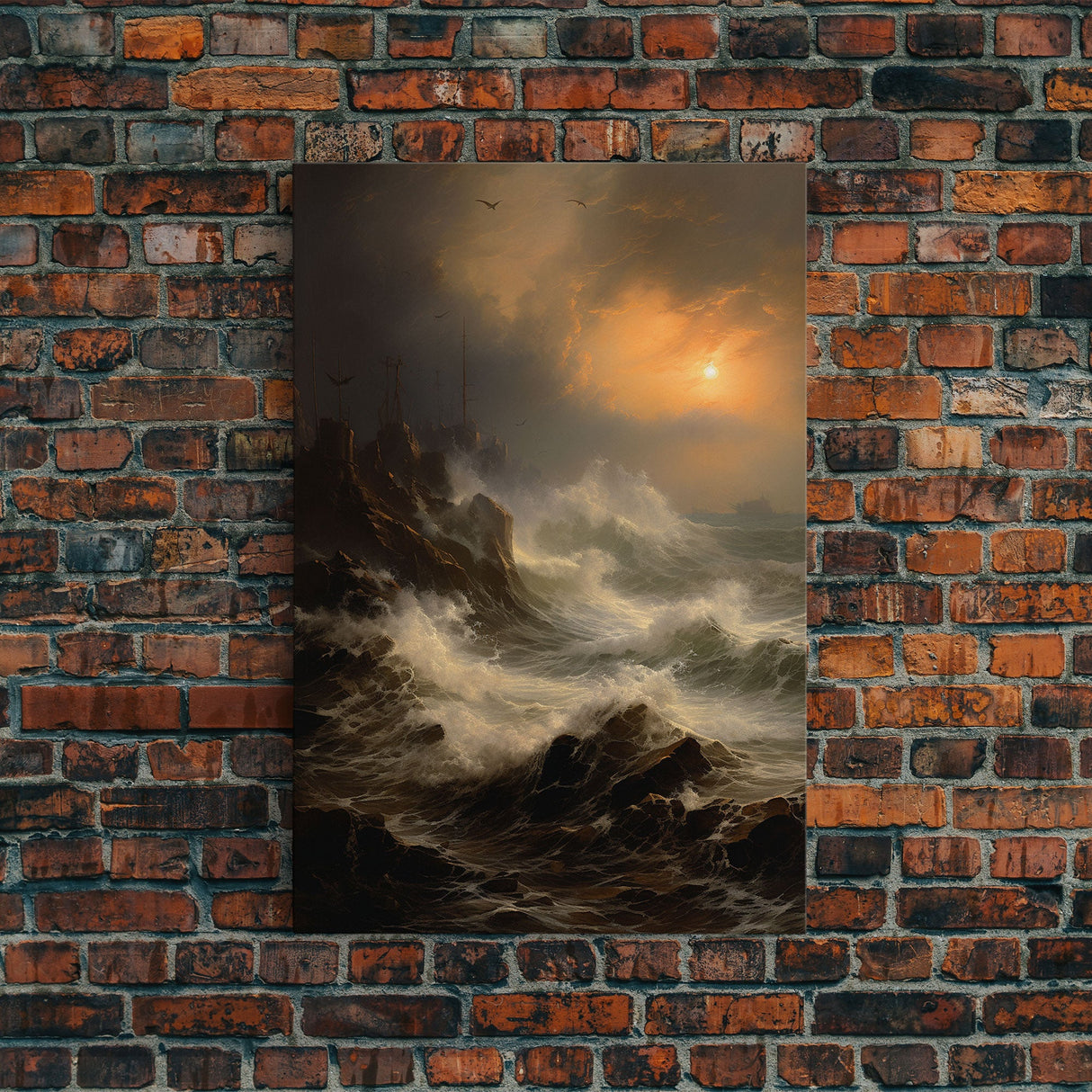 Ocean Waves Art, Sunset Wall Art, Nautical Art Print, Seascape Wall Art, Canvas Print, Wall Art, Vertical Art, Apartment Wall Decor, Prints