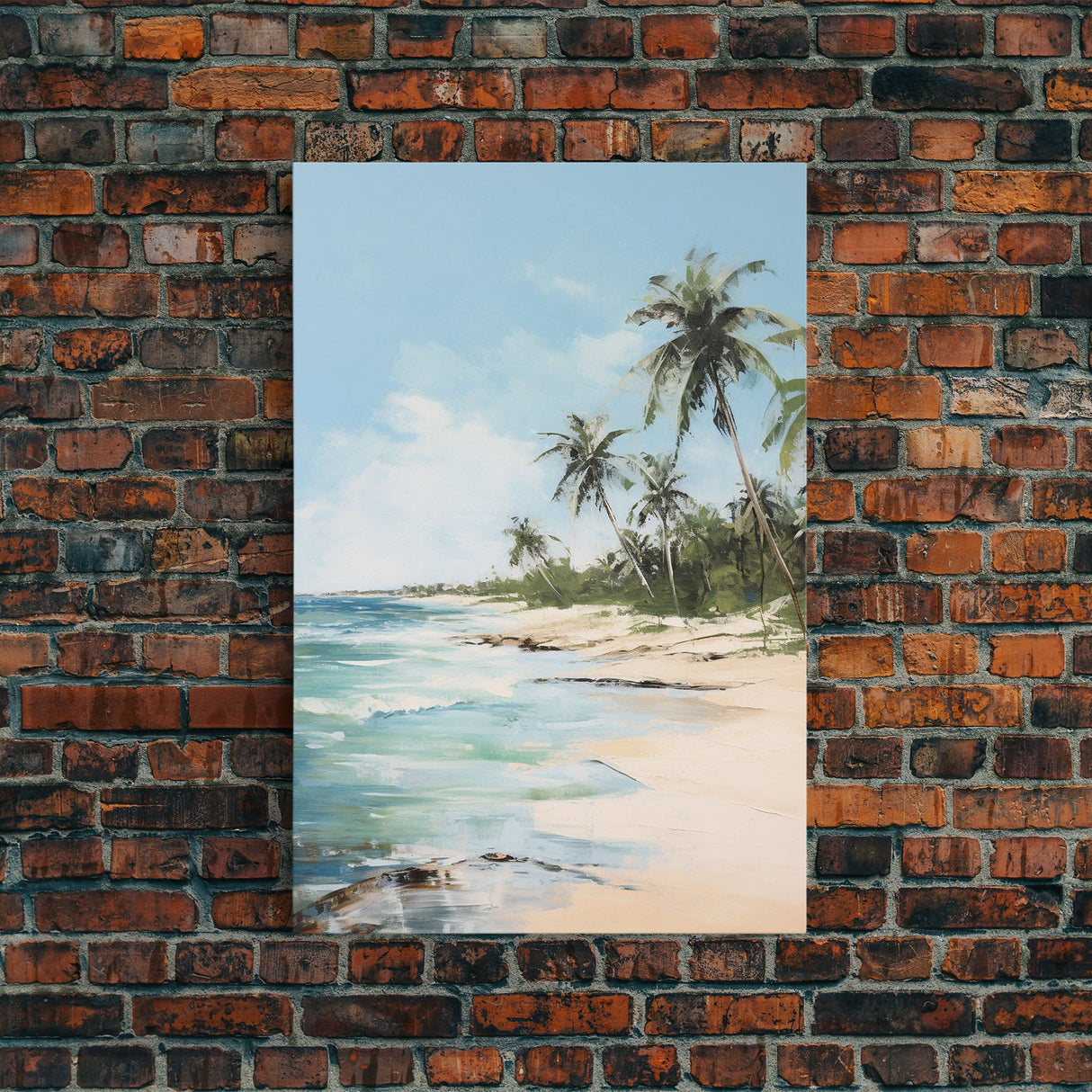 Beach Wall Art, Palm Trees Wall Print, Seashore Wall Art, Tropical Art, Canvas Print, Wall Art, Vertical Art, Living Room Prints, Room Decor