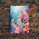 Ocean Nursery Art, Under The Sea, Canvas Print, Wall Art, Vertical Art, Nautical Nursery Art, Thank You Gift, Modern Home Decor, Home Decor