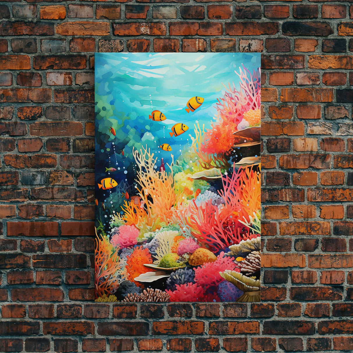 Under The Sea, Canvas Print, Wall Art, Vertical Art, Ocean Nursery Art, Nautical Wall Art, Home Decor Prints, Gift For Friend, Dorm Room Art