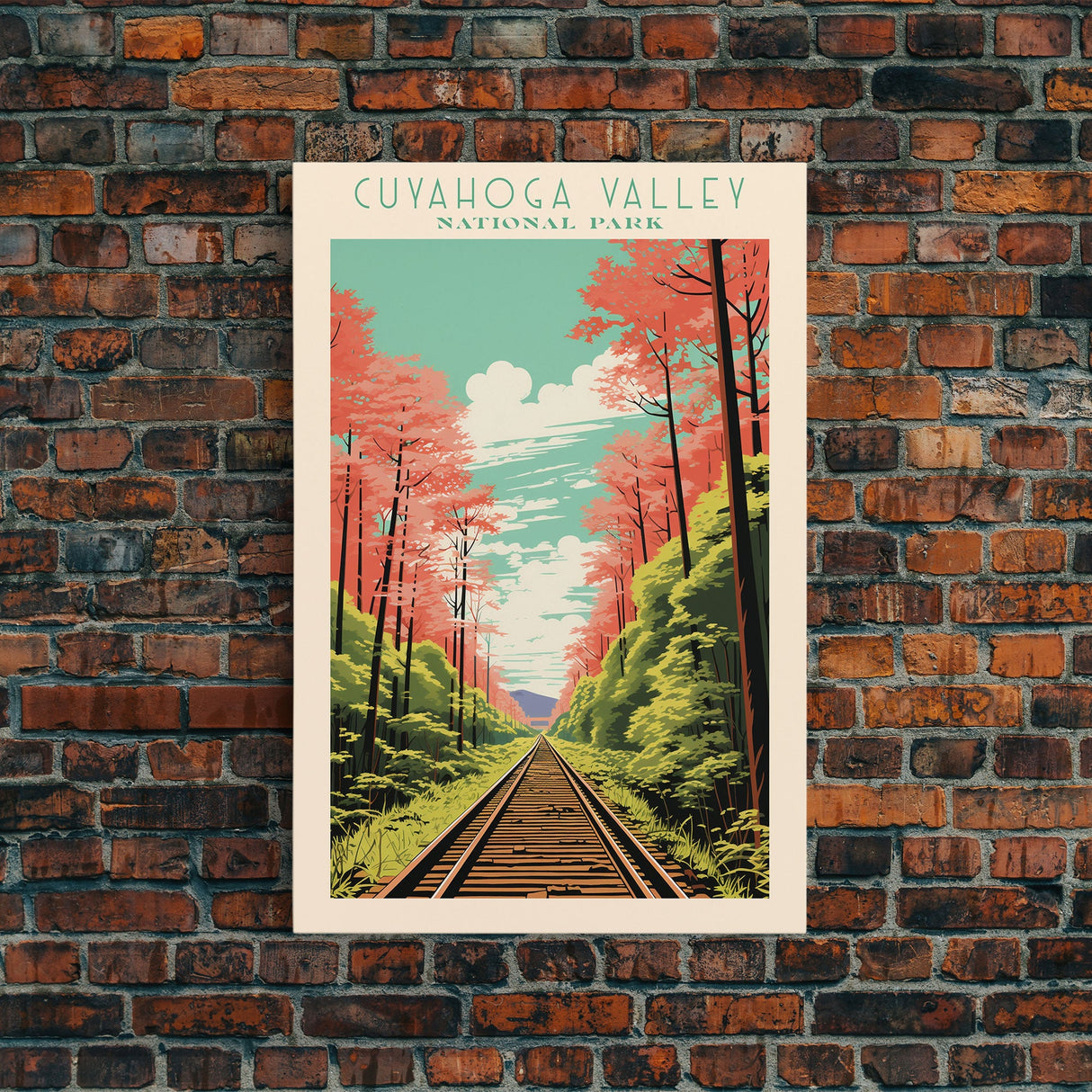 Cuyahoga Valley National Park Travel Poster Print, Canvas Print Wall Art, Ohio Travel Art, Midcentury Modern Travel Decor