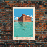 Dry Tortugas National Park Travel Poster Print, Canvas Print Wall Art, Florida Travel Art, Midcentury Modern Travel Decor, MCM Wall Art