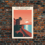 Dry Tortugas National Park Travel Poster Print, Canvas Print Wall Art, Florida Travel Art, Midcentury Modern Travel Decor, MCM Wall Art