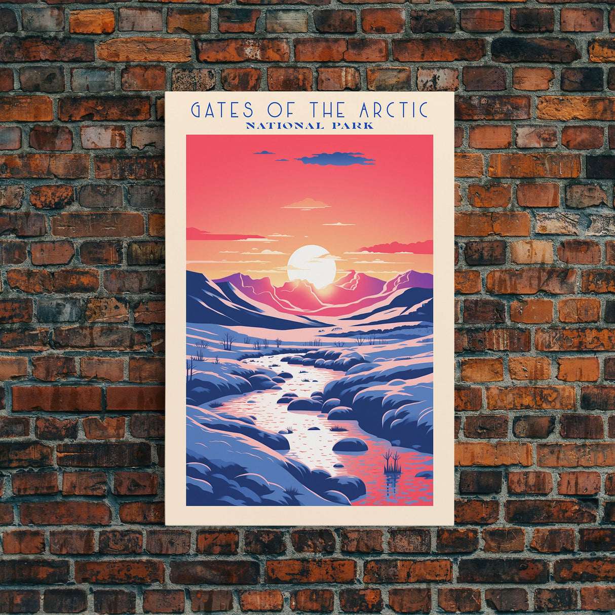 Gates of the Arctic National Park Travel Poster Art, Canvas Print Wall Art, Alaska Travel Art, Midcentury Modern Travel Decor, MCM Wall Art