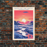 Gates of the Arctic National Park Travel Poster Art, Canvas Print Wall Art, Alaska Travel Art, Midcentury Modern Travel Decor, MCM Wall Art