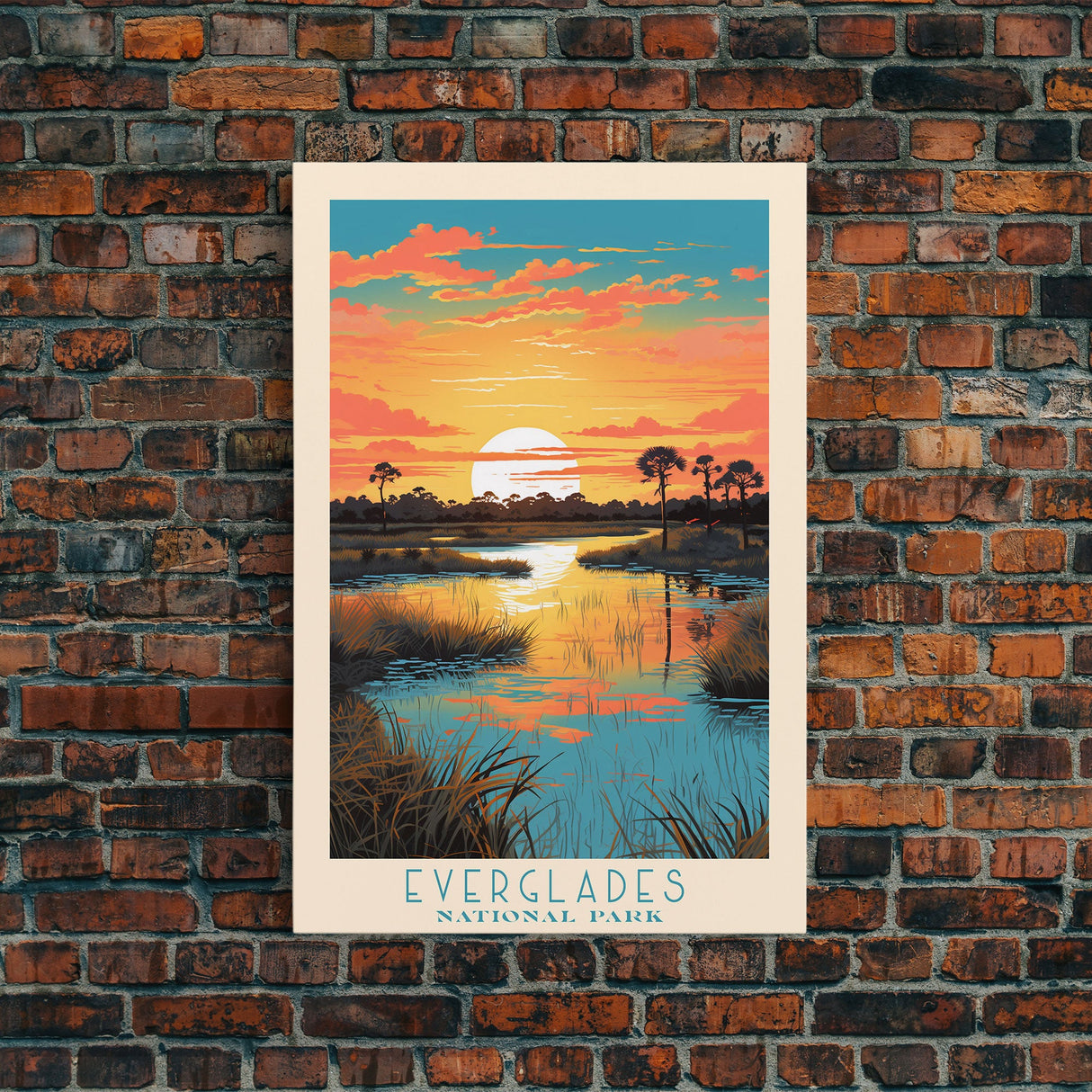 Everglades National Park Travel Poster Print, Canvas Print Wall Art, Florida Travel Art, Midcentury Modern Travel Decor, MCM Wall Art