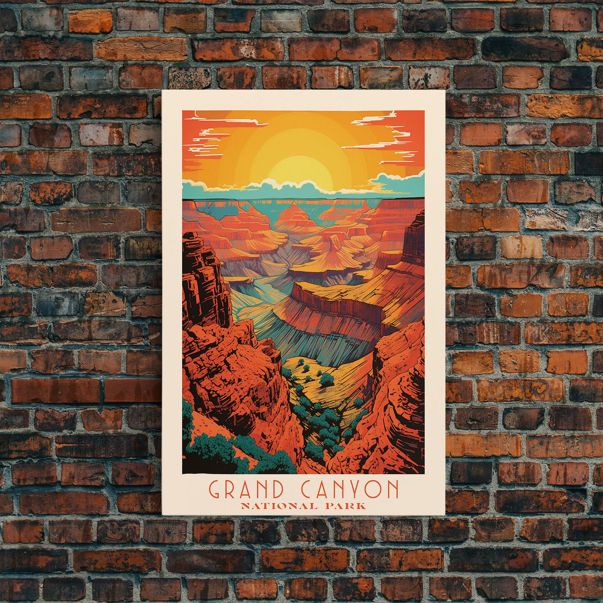 Grand Canyon National Park Travel Poster Art, Canvas Print Wall Art, Arizona Travel Art, Midcentury Modern Travel Decor, MCM Wall Art