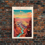 Grand Canyon National Park Travel Poster Art, Canvas Print Wall Art, Arizona Travel Art, Midcentury Modern Travel Decor, MCM Wall Art