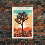 Joshua Tree National Park, California Travel Art, National Park Print, Minimalist Travel Art, Midcentury Modern Retro Style Landscape