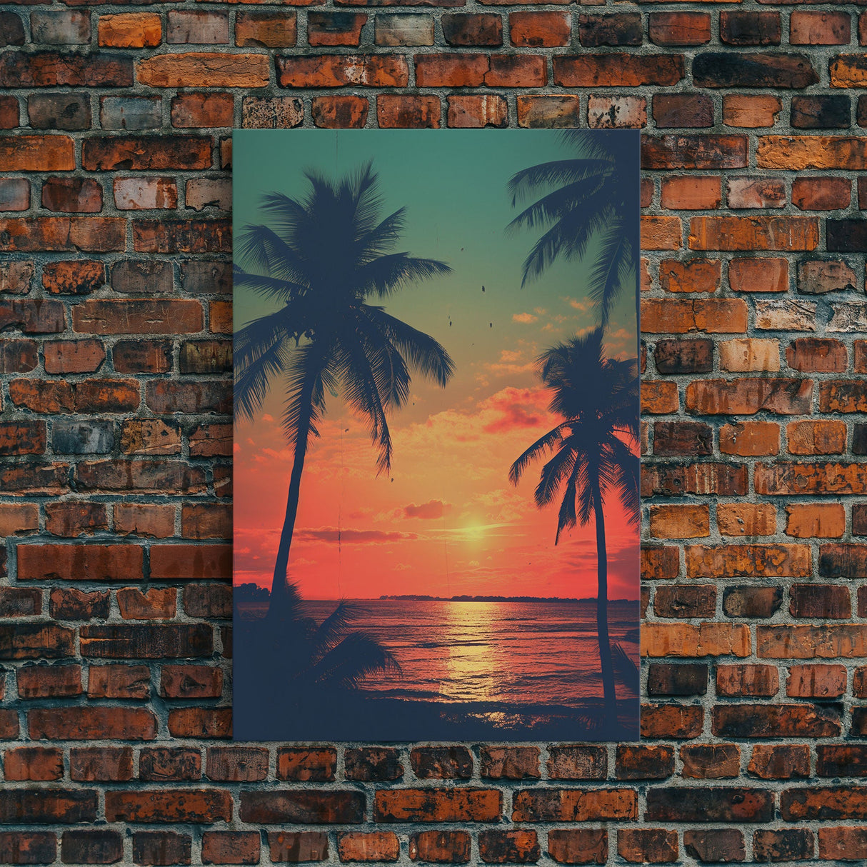 Tropical Wall Art, Palm Tree Art, Sunset, Beach Art, Canvas Print, Wall Hanging, Portrait Art, Home Office Art, Family Home Decor, RV Decor