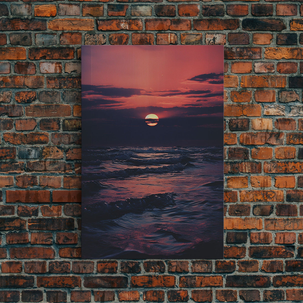 Ocean Art, Seascape Wall Art, Sunset, Waves Art, Canvas Print, Wall Hanging, Portrait Art, College Dorm Decor, Living Room Prints, RV Art