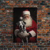 Santa and his Dalmation, Framed Canvas Print, Christmas Wall Art, Xmas Art, Christmas Art Print, Santa Decor