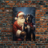 Santa Holding A Rottweiler, Framed Canvas Print, Christmas Wall Art, Xmas Art, Christmas Art Print, Santa Decor, Farmhouse Christmas