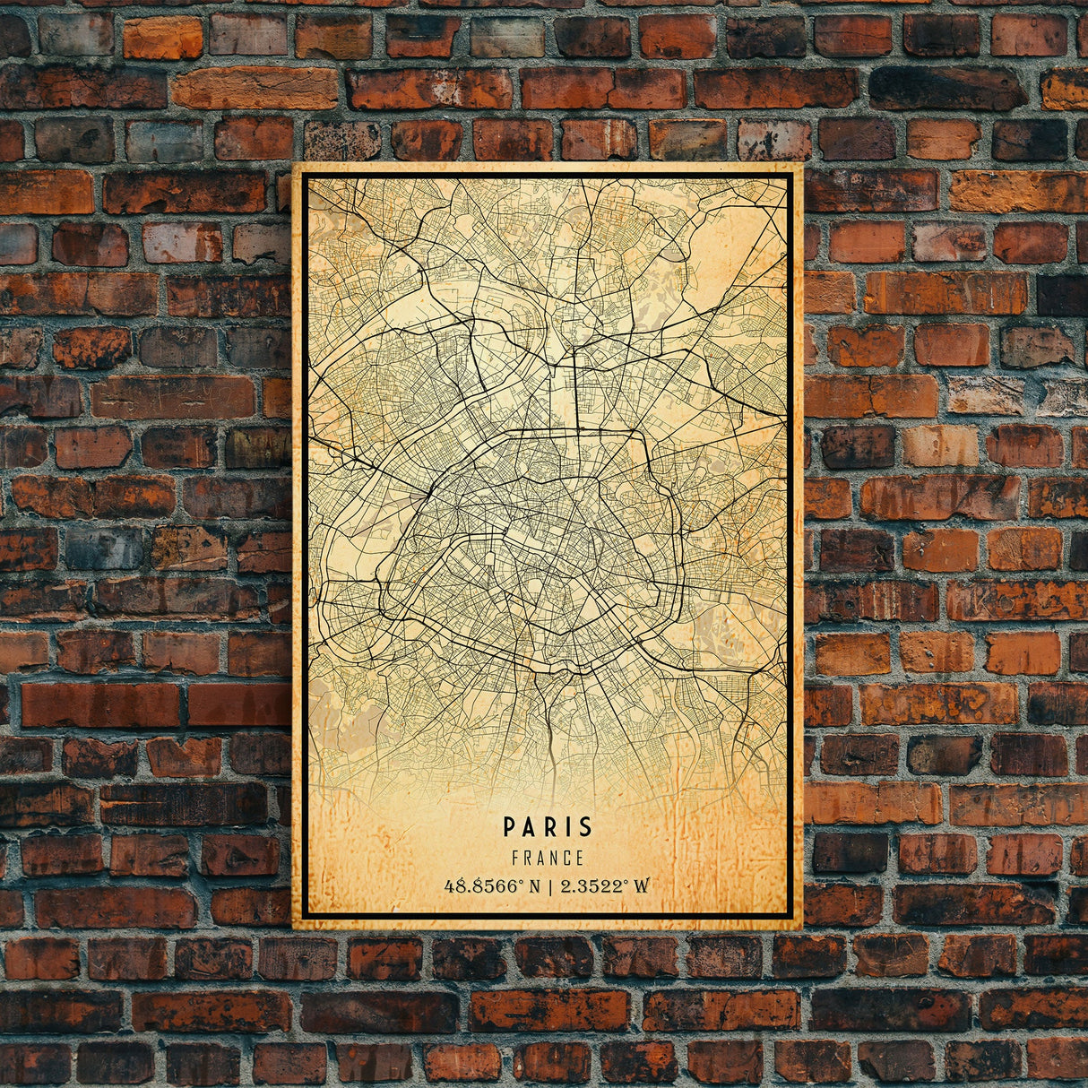 Paris France map print poster or framed canvas, Paris map print poster canvas, Paris France city map print poster canvas, Vintage Travel Art