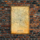 Raleigh North Carolina map print poster or framed canvas, Raleigh map print poster canvas, Raleigh city map Canvas print, Vintage Travel Art