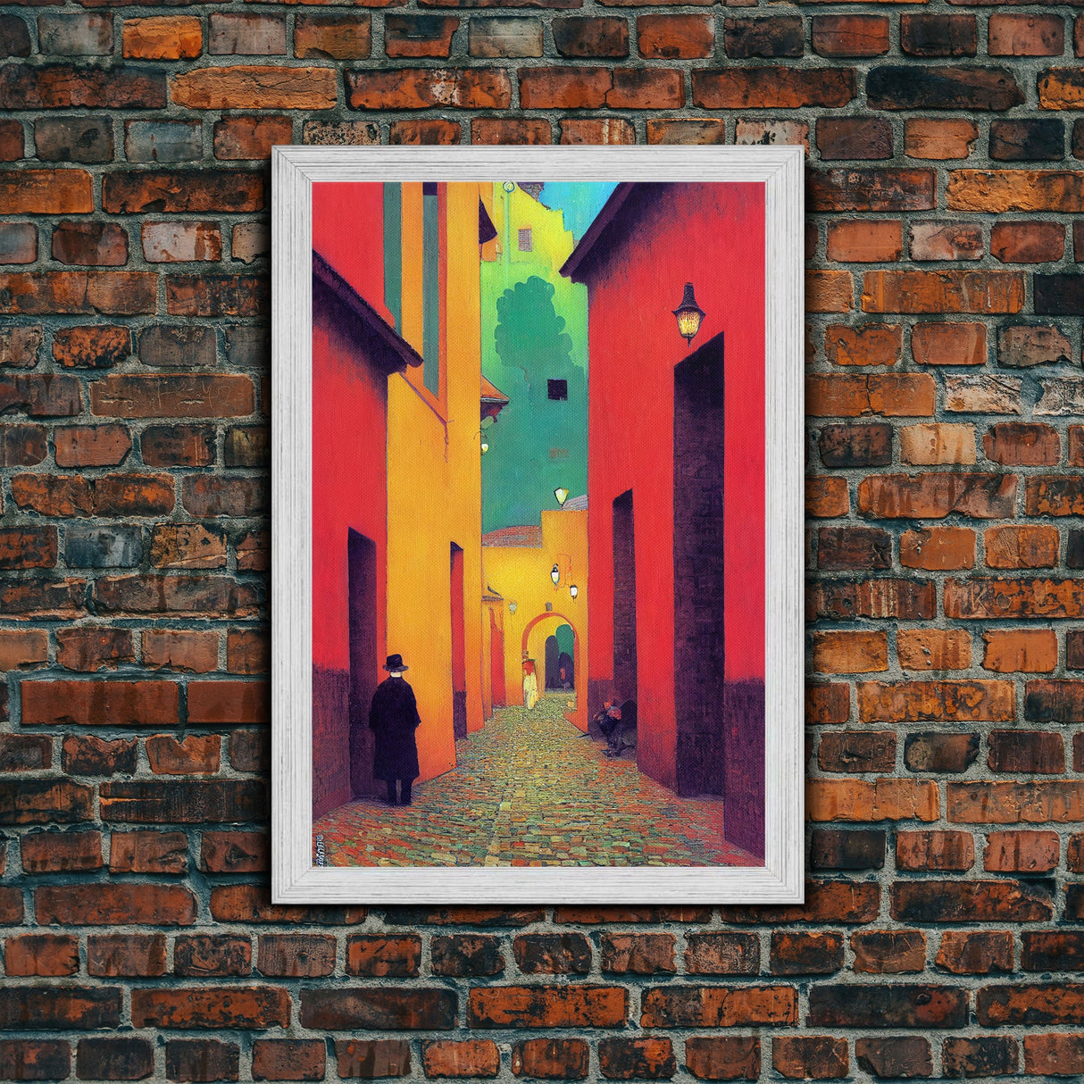 Surrealist Colorful City, Geometric Abstract Art, framed canvas print wall art