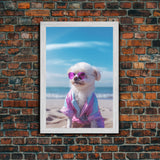 CShih Tzu In Beach Sunglasses Wall Print, Dog Décor, Dog Print, Dog Portrait, Framed Wall Art, Framed Canvas, Wall Print, Wall Canvas