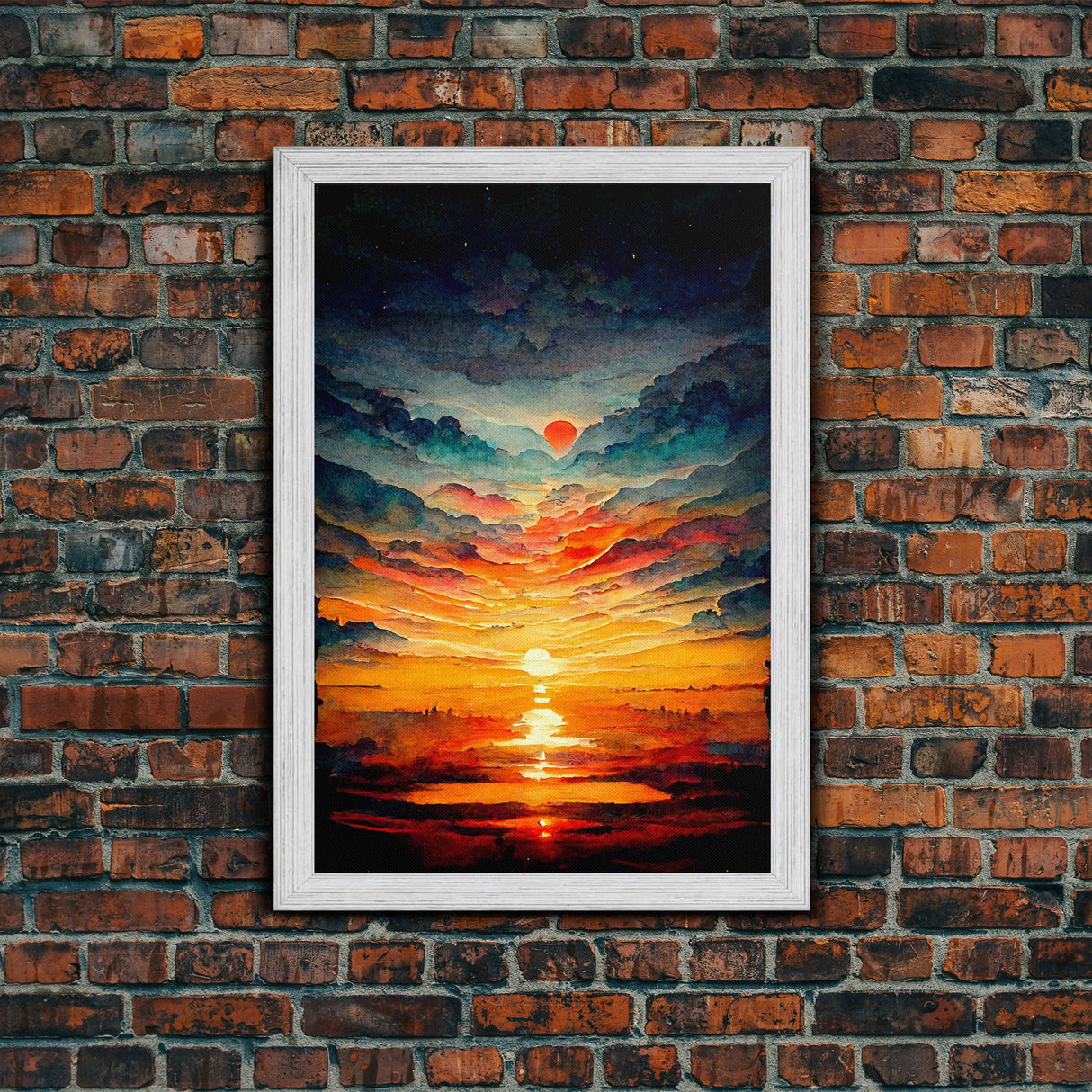 Abstract sunset and clouds canvas print, beautiful oil painting print, nature and landscape wall art, ready to hang