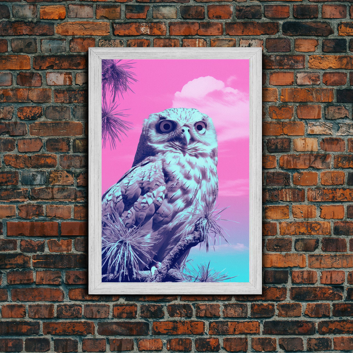 Wildlife Art, White Owl Wall Print, Animal Art Print, Pink Art, Bird Wall Art, Framed Wall Art, Framed Canvas, Wall Print, Wall Canvas