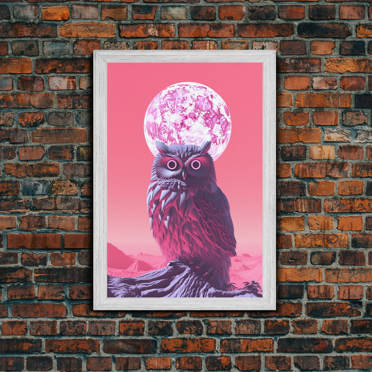 Owl Wall Print, Animal Art Print, Abstract Bird Wall Art, Animal Portrait, Pink Art, Framed Wall Art, Framed Canvas, Wall Print, Wall Canvas