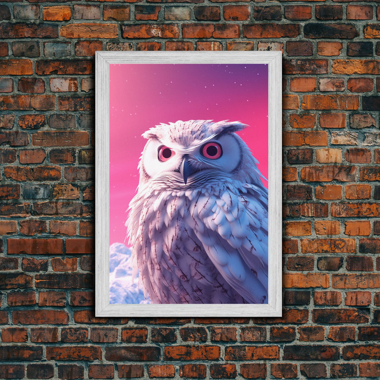 Owl Wall Print, Animal Art Print, Wildlife Bird Art, Animal Portrait, Pink Art, Framed Wall Art, Framed Canvas, Wall Print, Wall Canvas