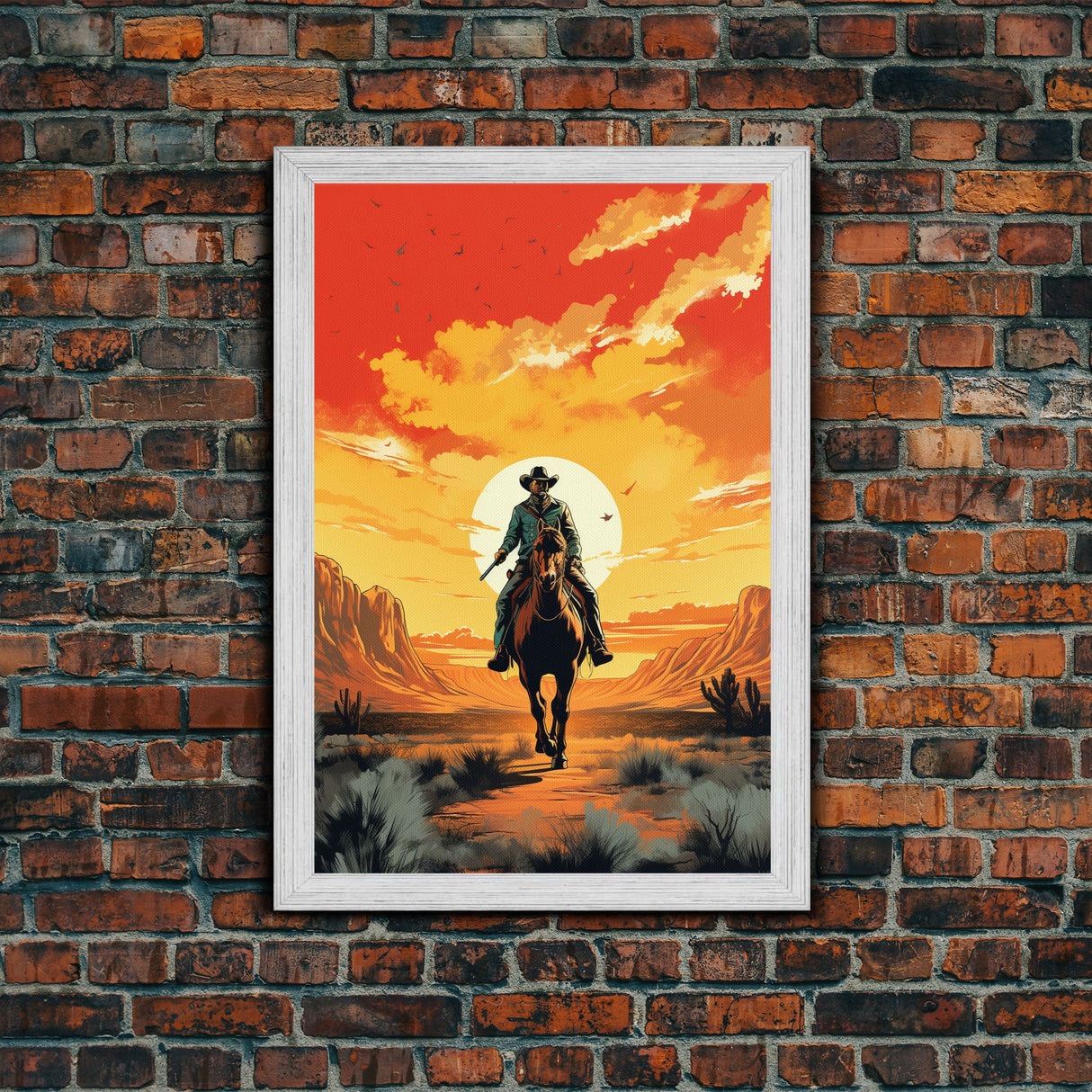 The Gun Fighter, Wild West Cowboy Art, Framed Canvas Print, Western Poster, Wild West Wall Art