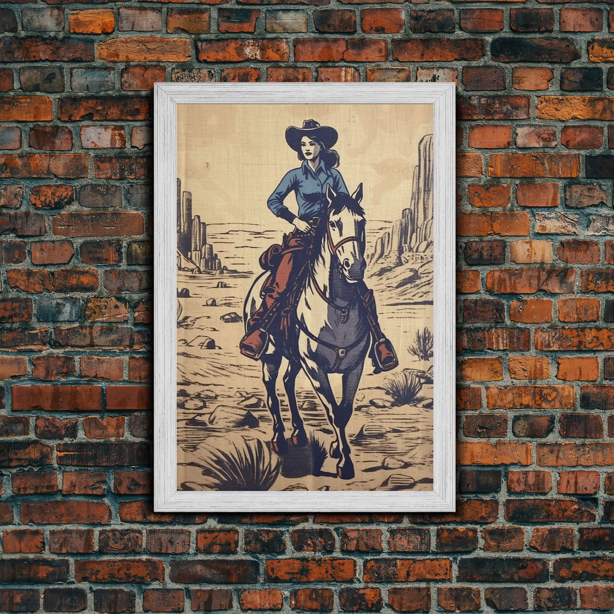 Pretty In Blue, Giclée Fine Art Print, Western Art Print, Western Wall Art, Wild West Art, Cowgirl Art, Cowgirl Print, Retro Art, Rustic Art