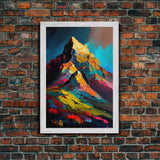 Mount Noshaq, Mountain Art, Mountain Landscape Wall Art, Framed Canvas Print, Abstract Oil Painting Print, Mountains of Pakistan