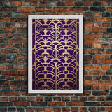 Midcentury Modern Wall art - Framed Canvas Print - Art Deco-  Office decor - Purple & gold art - Ornament art - Abstract art - Geometric art