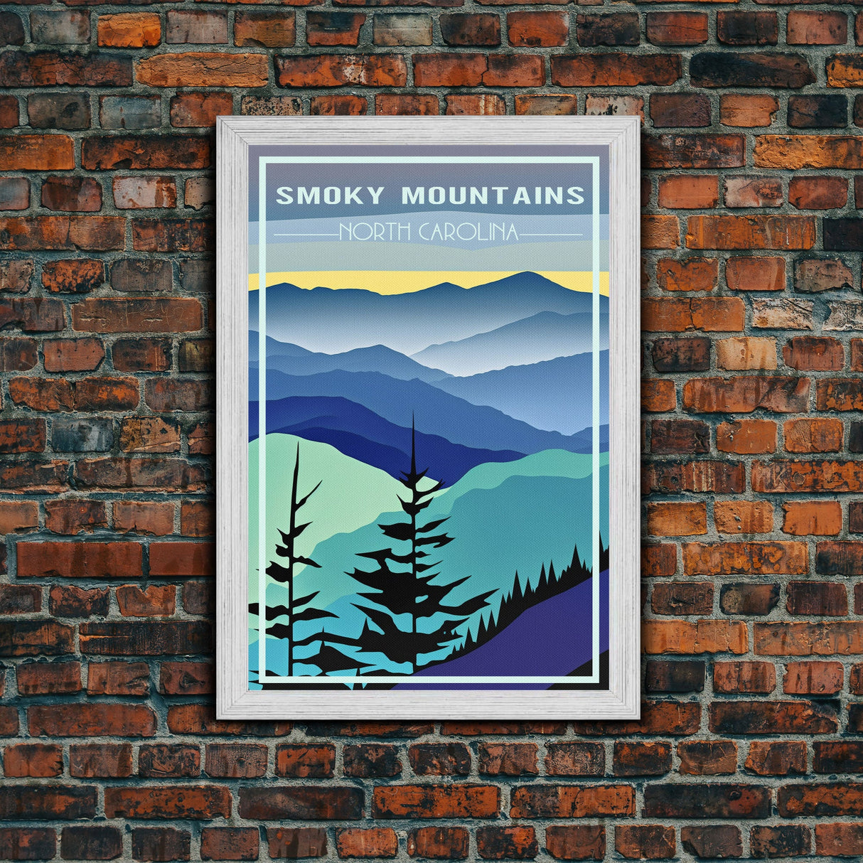 Smoky Mountains Art, North Carolina Wall Print, America Travel Poster, Travel Wall Print, Travel Poster, Travel Wall Art, Canvas Wall Print