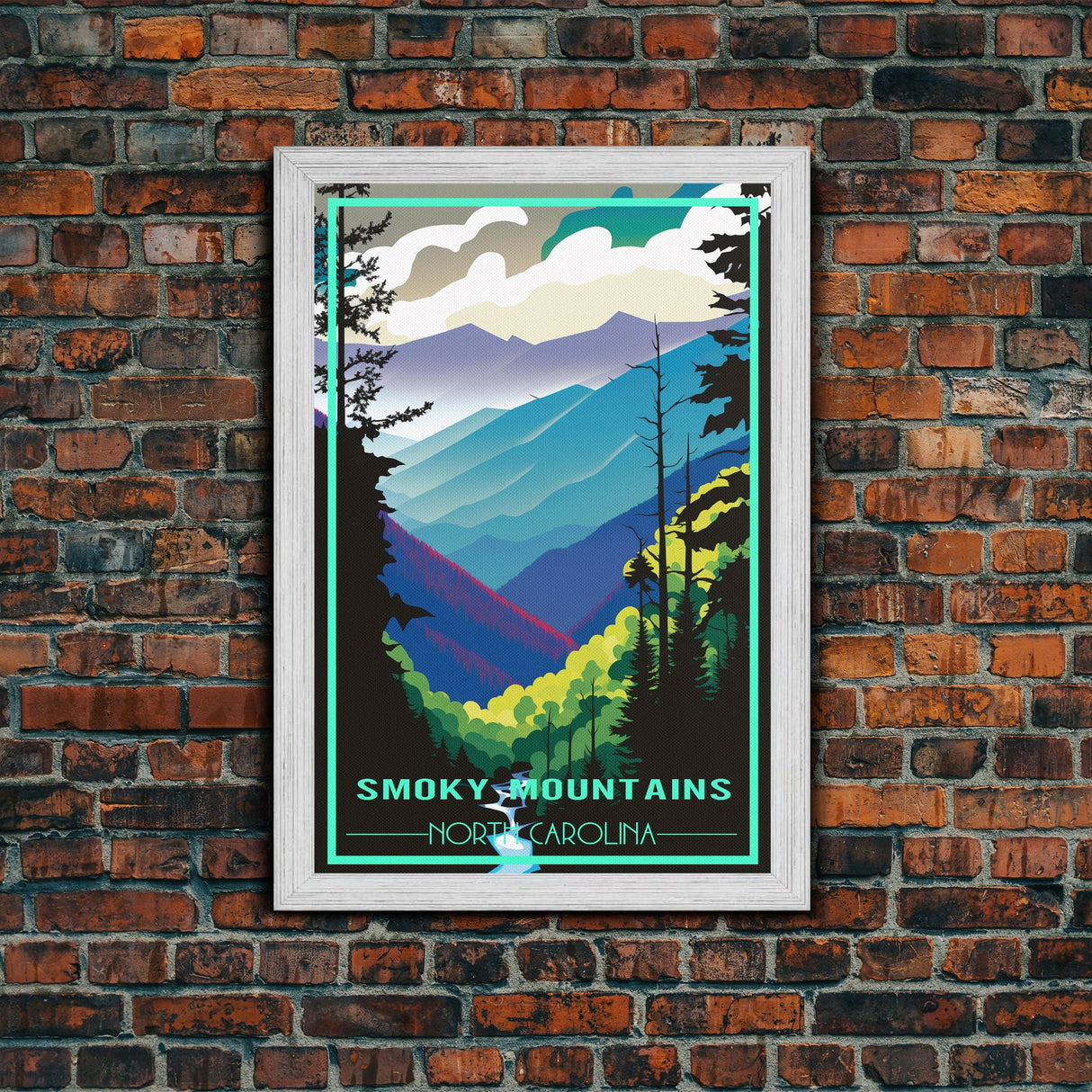 Smoky Mountains Art, North Carolina Wall Print, America Travel Poster, Travel Wall Print, Travel Poster, Travel Wall Art, Canvas Wall Print