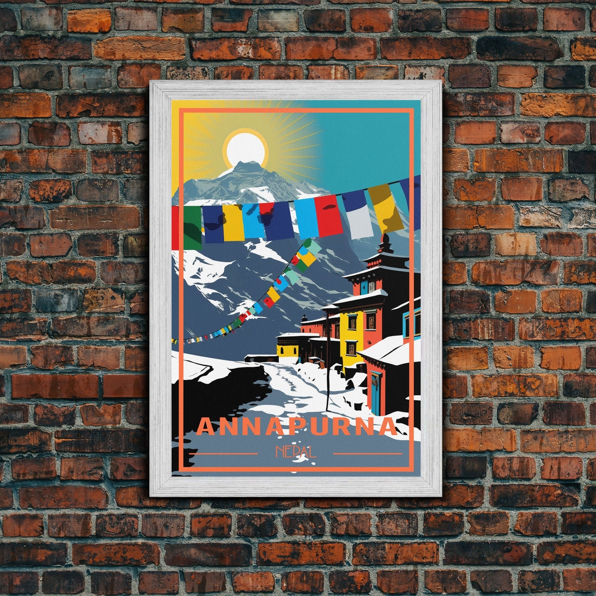 Nepal Poster, Annapurna Wall Art, Asian Art Print, Travel Wall Print, Travel Poster, Travel Artwork, Travel Wall Art, Canvas Wall Print